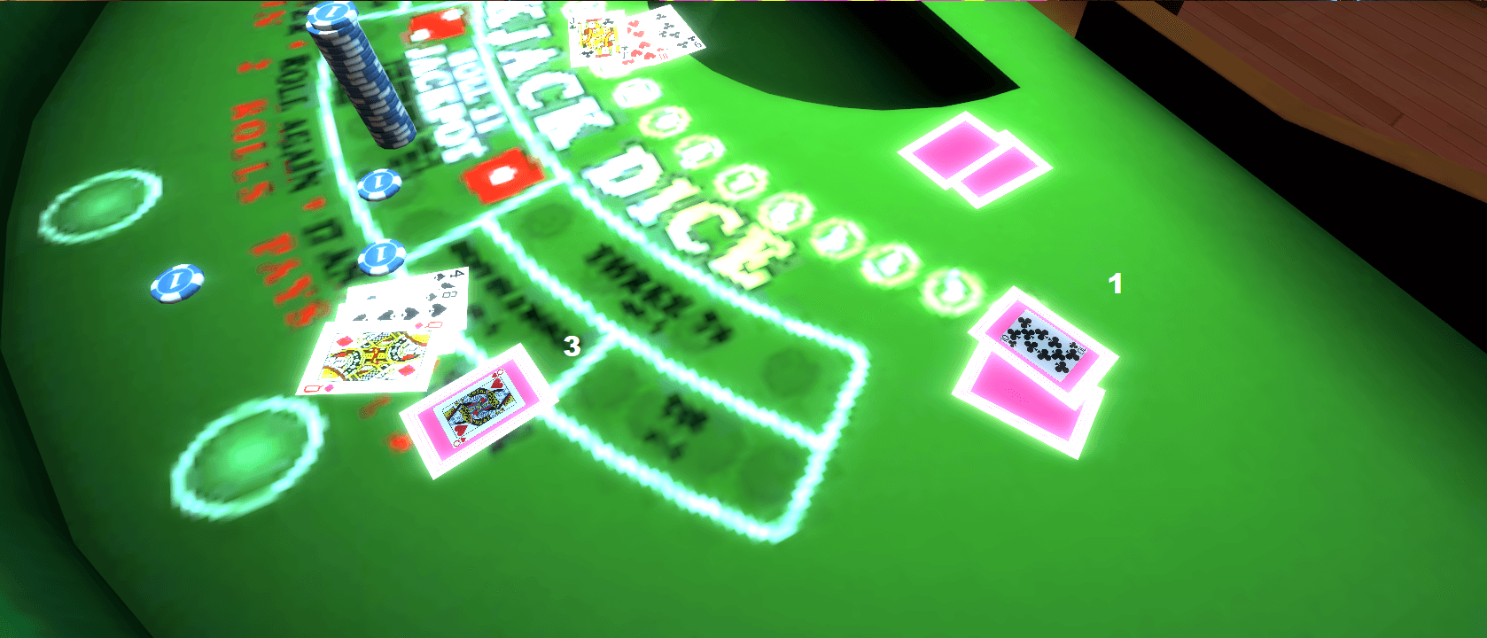 The blackjack table.