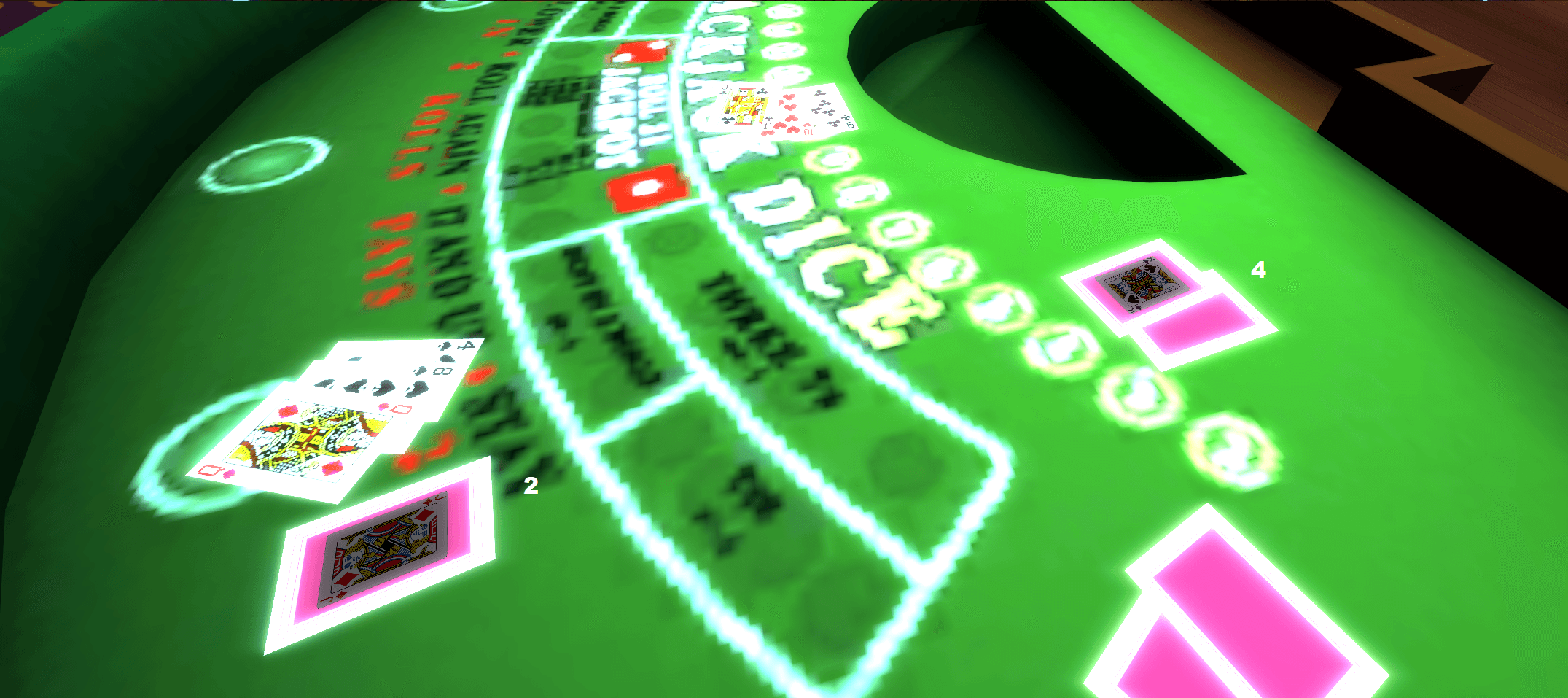 The blackjack table.