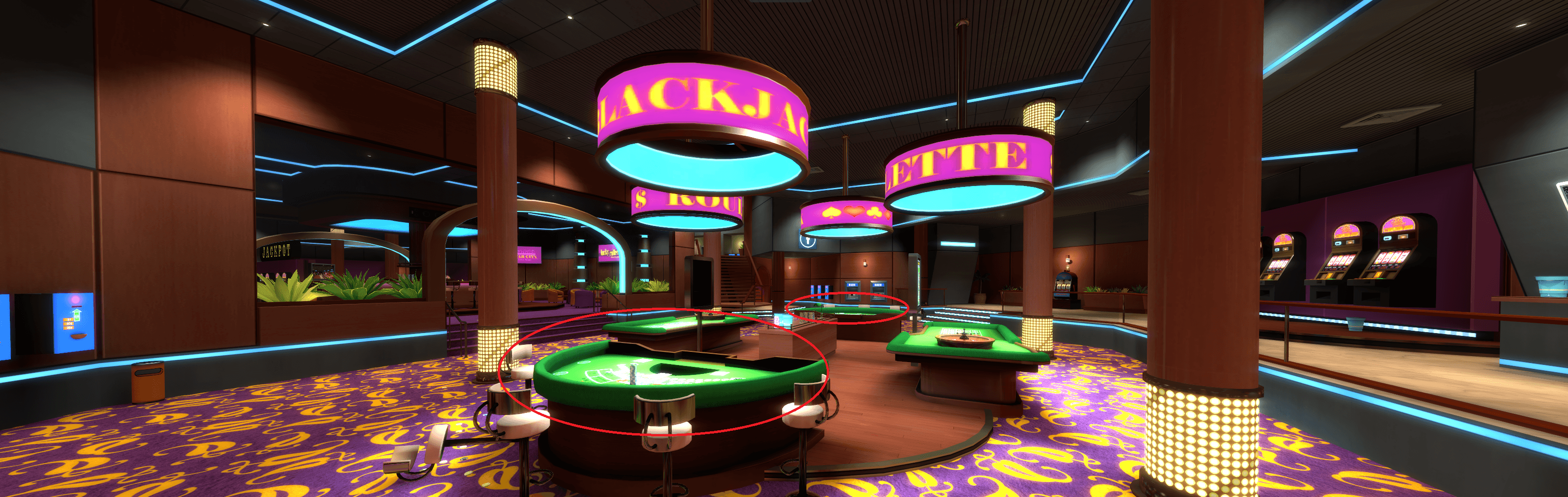 The blackjack tables.